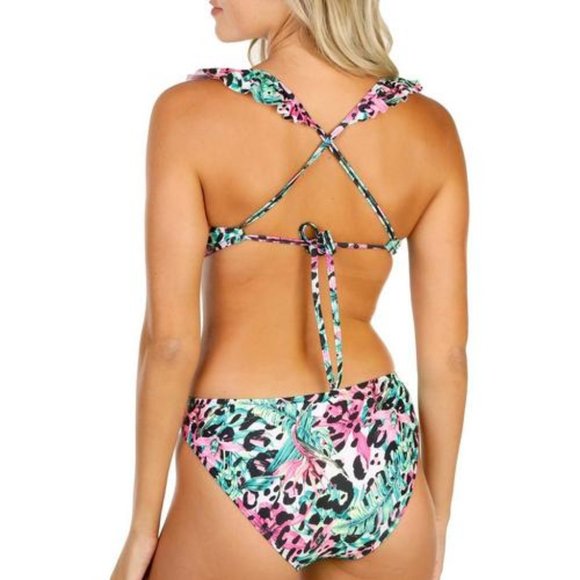 🖤🎉NWT - Floral Animal Print One Piece Swimsuit LA LA Swim - Picture 2 of 7